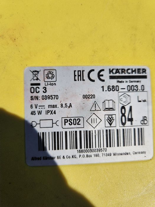 karcher oc3  fara capac