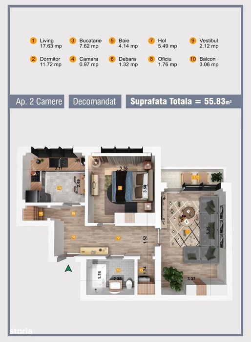 Vanzari 2 Camere Decomandat Militari Lujerului