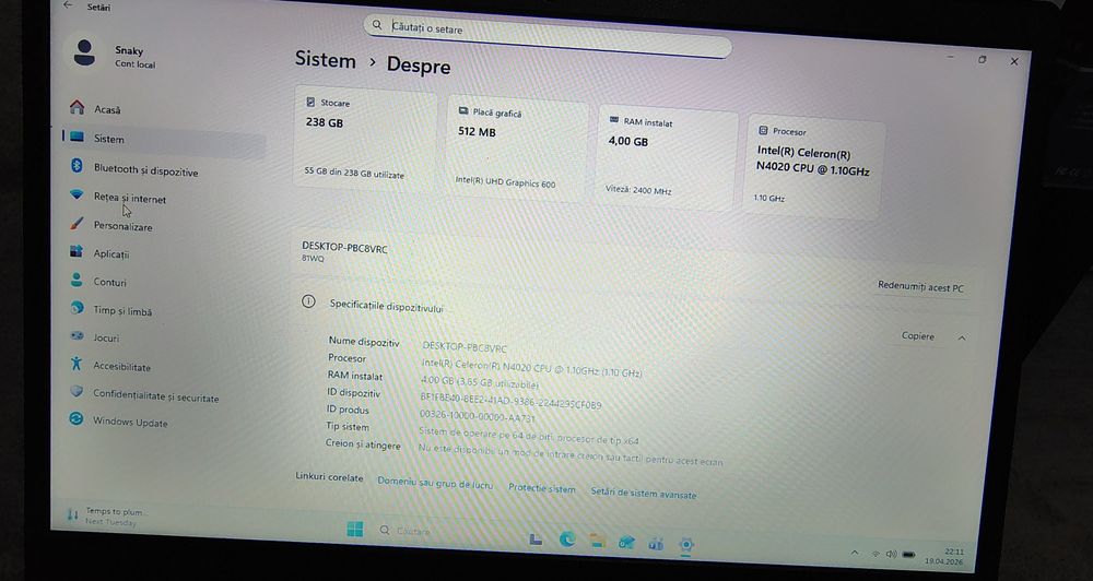 Laptop  Lenovo  N 4020