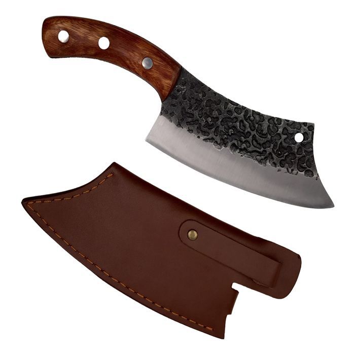 Cutit japonez, forjat manual, 26 cm, husa piele