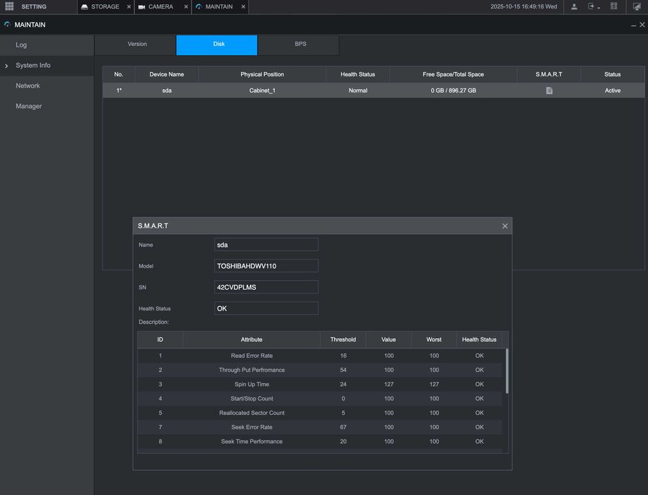 NVR Dahua DHI-NVR2108HS-8P-S3 (HDD 1TB Toshiba)