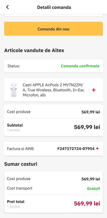 Casti Apple AirPods 2 originale