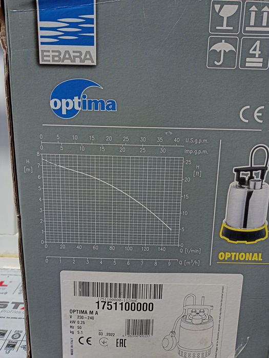 Продавам помпа за изпомпване на вода ОПТИМА MS