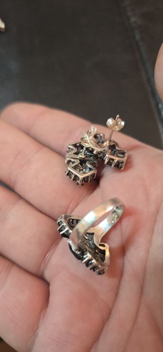 Set inel si cercei argint onix