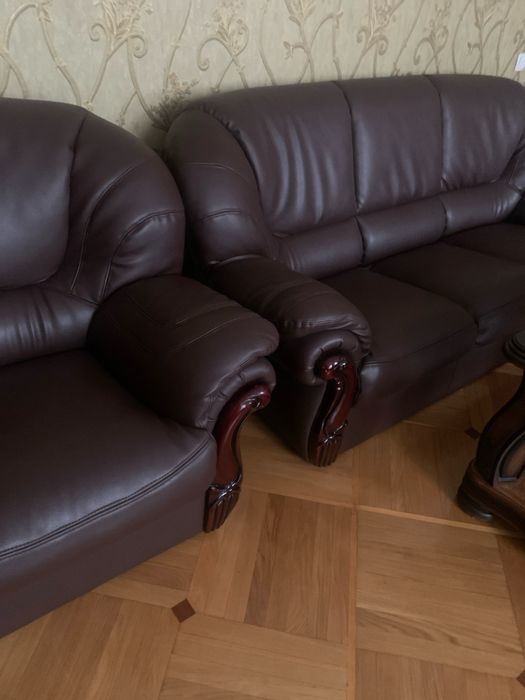 диван кресло эко кожаный темно коричневый