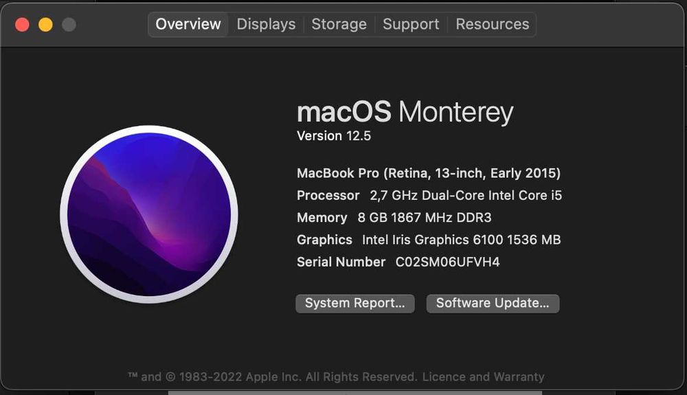 Macbook Pro 13'' 120GB SSD 8GB Intel