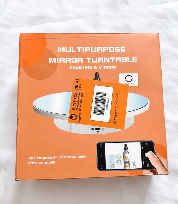 Platformă rotativă electrică cu oglindă 22 cm + telecomandă | Display stand pentru fotografie produse | Nou
