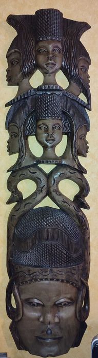 Дърворезба Абанос  Африкански Глави за стена !