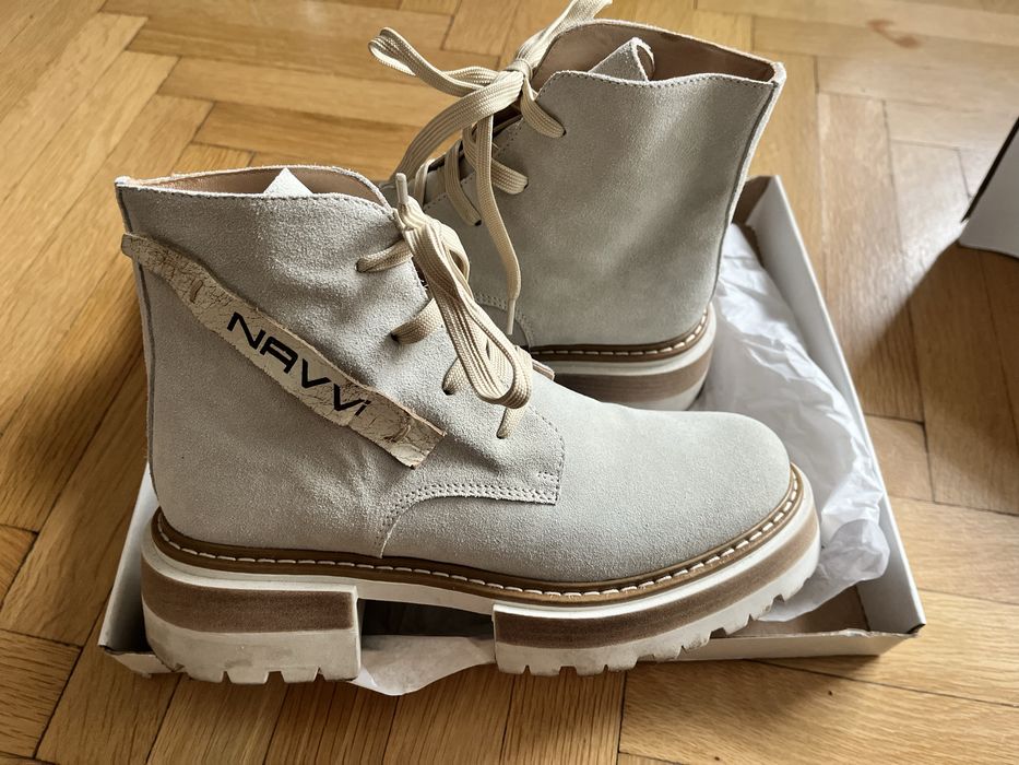 Дамски боти Navvi Shoes, естествен велур, естествена кожа
