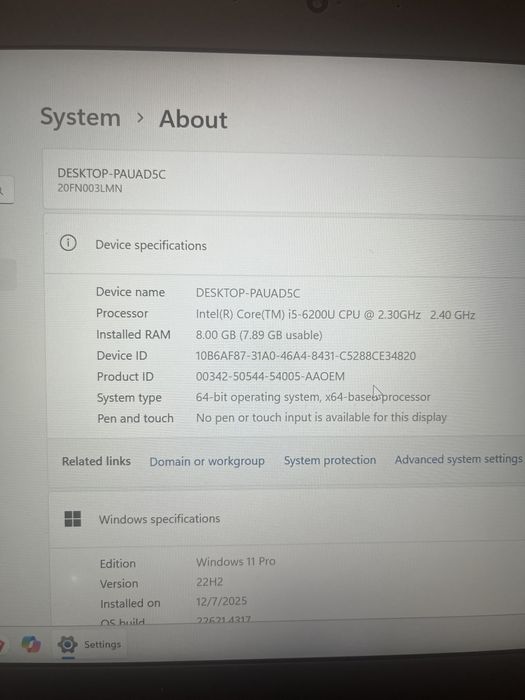 Laptop Lenovo ThinkPad T460 i5 6200U / SSD 256 GB/ 8 GB RAM