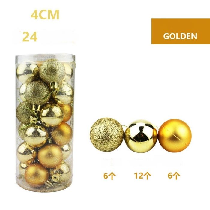 Коледни топки за украса, 24 броя с кутия - SD36