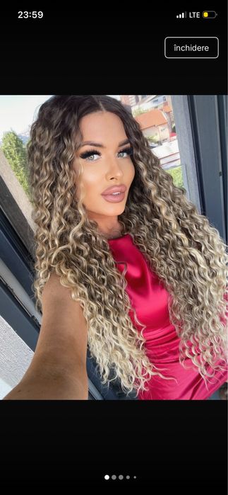 Peruca  foarte lunga afro blond inchis cu plasa