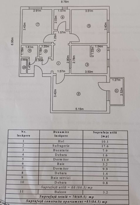 Apartament cu 3 camere in Fetesti-Gara