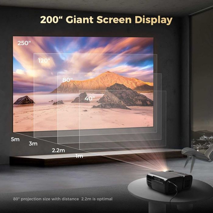 Мини WiFi проектор 7500 лумена 1080P Full HD поддържан LED мини проектор Bluetooth 250 инчов дисплей