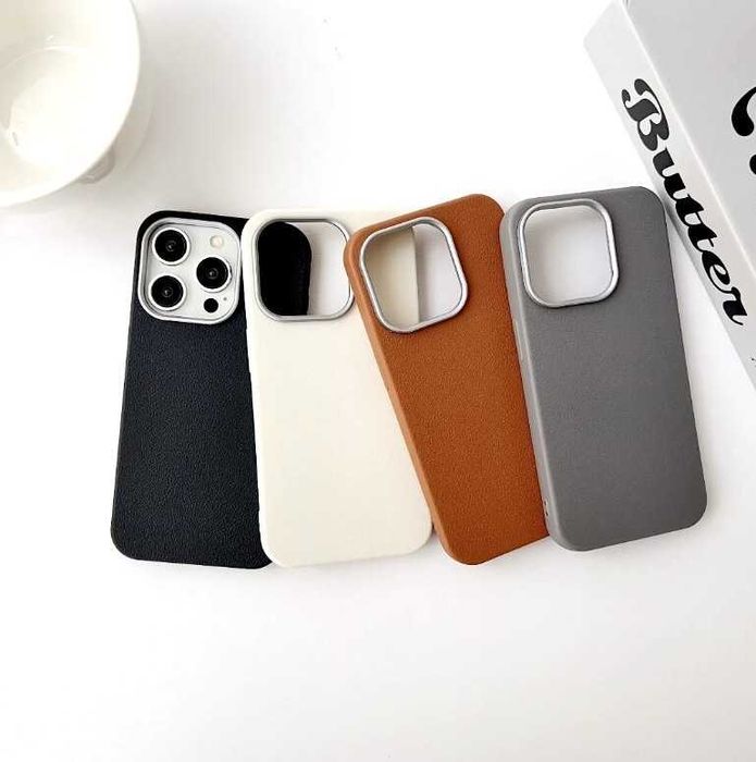 Силиконов кейс за iPhone 14 / 15 / 16 серия имитация на кожа