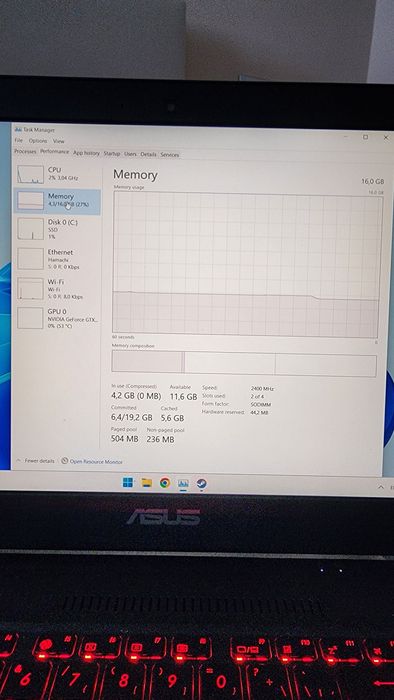 Asus FX503V TUF Gaming 15.6″ FHD, i7-7700HQ, GTX 1060 6GB, 16GB RAM