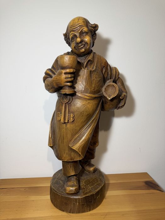 Sculptură lemn masiv Hangiu - Black Forest, antică, anii 1920-1950