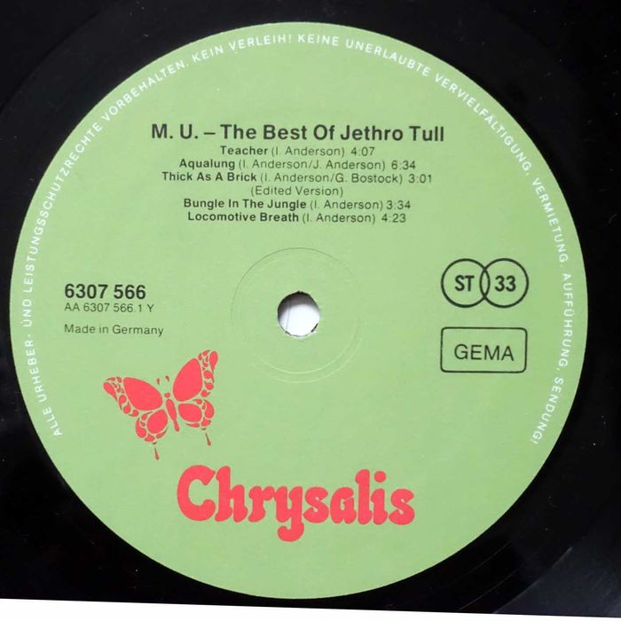 Лот от плочи на  JETHRO TULL