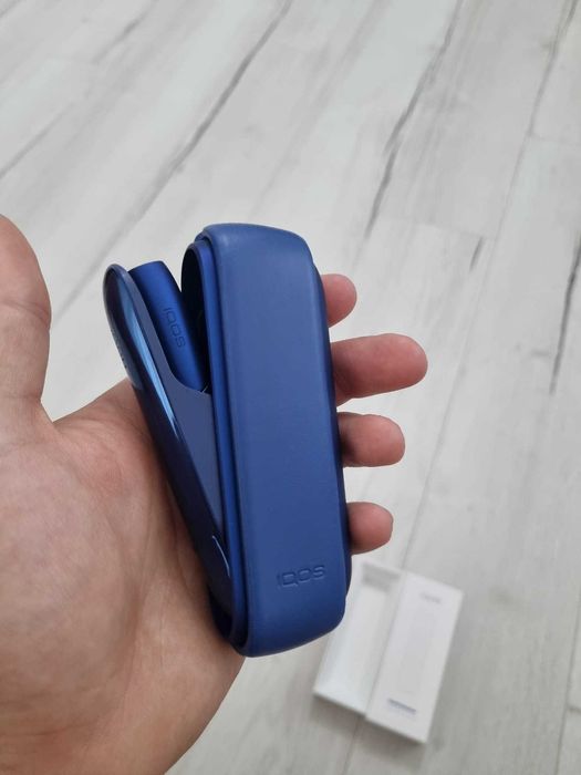 IQOS 3 DUO Nou (Albastru) + Husă Piele Originală (Albastră)
