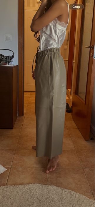 Кожен панталон с ластик и връзка7/8дължина Massimo Dutti