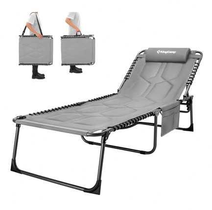 Сгъваем шезлонг KingCamp, голям подплатен градински