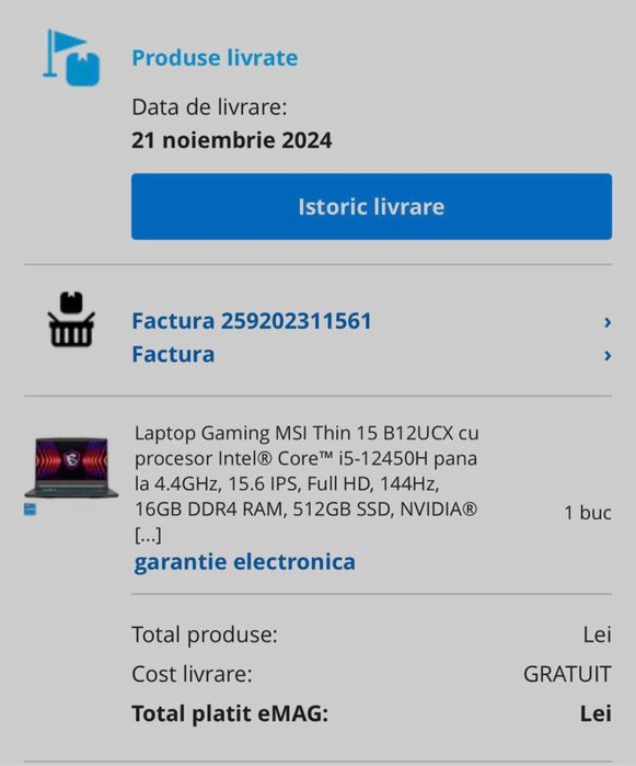 Vand laptop MSI pretul este negocial mai multe detalii la telefon