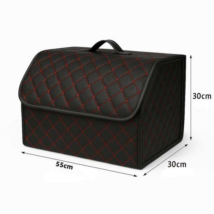 Кожен органайзер за багажник, с червен шев - Три размера