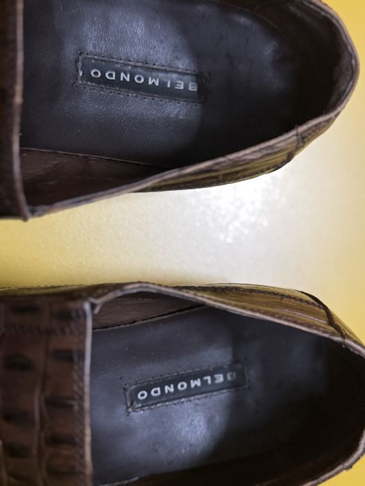 Belmondo Shoes | Leather 100%| Croco Style | Brown | Nr. 43