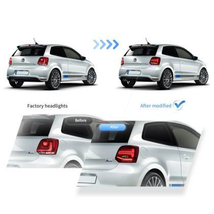 Диодни стопове за VW POLO (2009-2017) GTI / R look с бягащ мигач - червени
