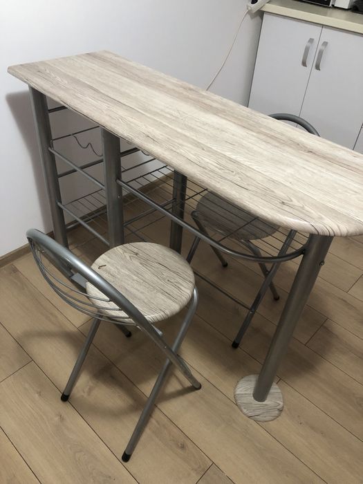Set masă bucătărie cu 2 scaune 120 cm lungime x 40 cm lățime x 88 cm înălțime