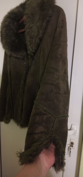 Дамско зимно яке-еко кожа, вълнено, кожух ,манто-намалено