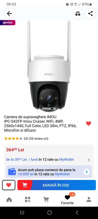 Montez camere de supraveghere wireless rotativ 360 manopera 150 - 300