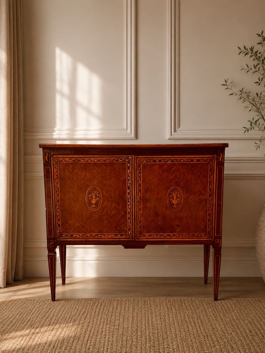 Елегантен италиански шкаф с маркетрия – Mid Century / Louis XVI Revival
