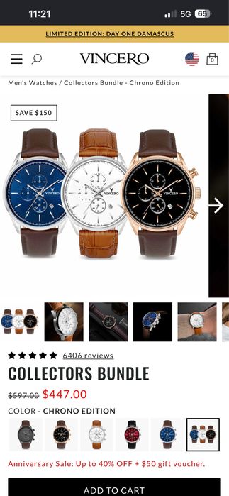 Ceas Vincero Chrono S2 Quartz , cadran 43mm