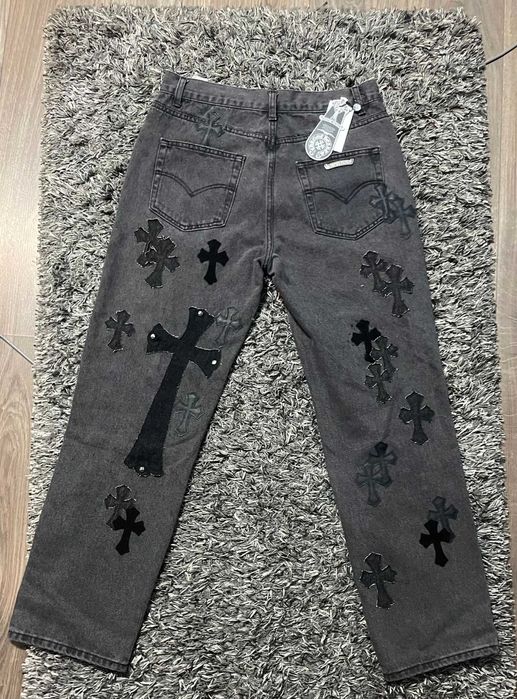 Blugi Chrome Hearts Gri Marimea M (32 talie)