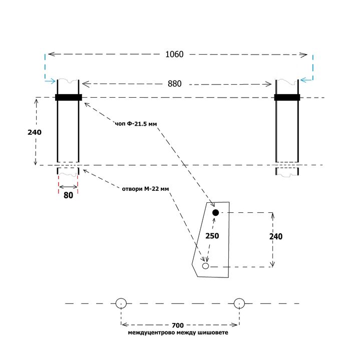 Вилица за бали за челен товарач на японски трактори KUBOTA, YANMAR