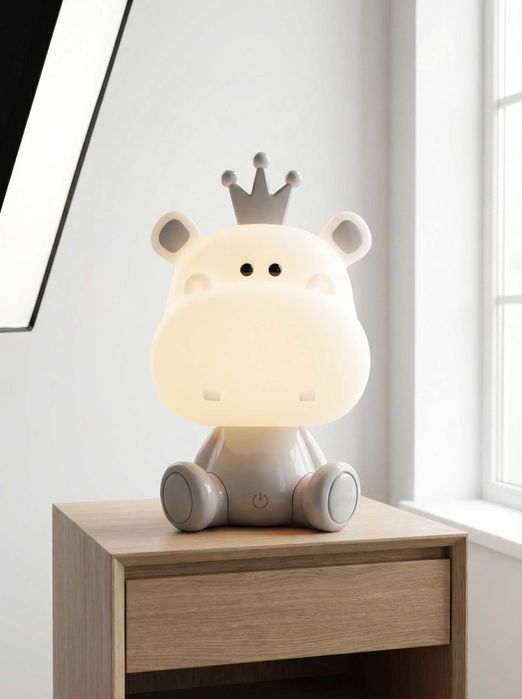 Lampa de Veghe Hipopotam cu 3 Nivele de Lumina & Cablu USB