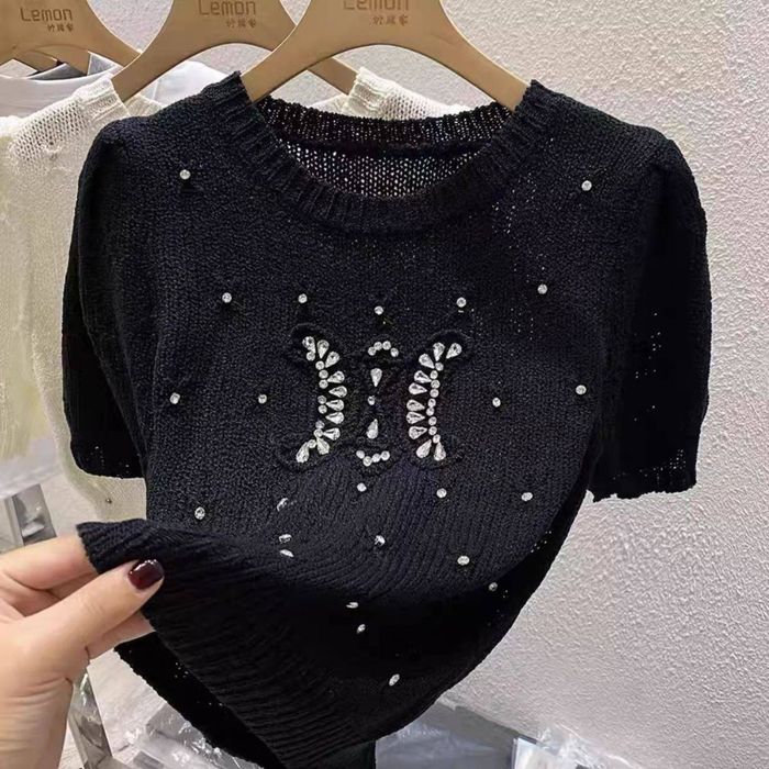 Трикотажни оувърсайз топове Селин с камъчета