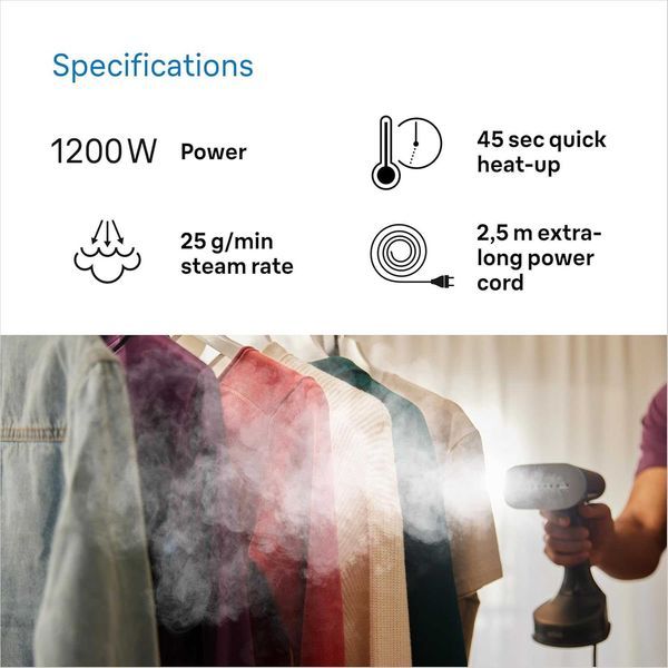 Нов Уред за Гладене с Пара Ютия BRAUN QuickStyle 5 GS5031BL, 1200 W, 2 години Гаранция