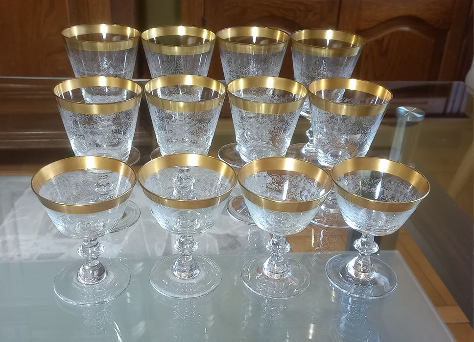 Set pahare cristal aurite 24 buc. -  Royal_Albert - anii 1920