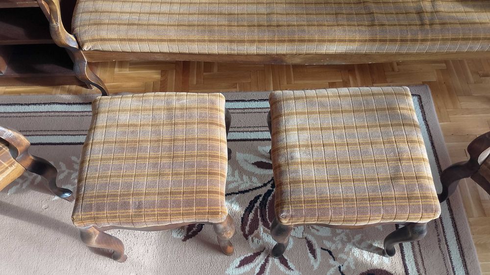 Ретро канапе с табуретки, орех