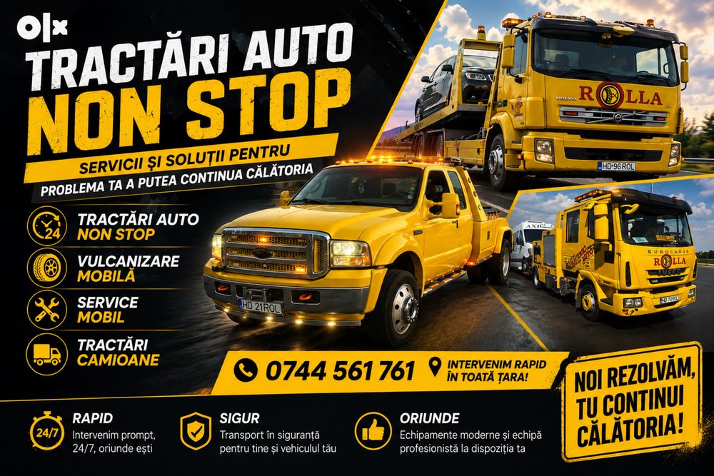 Tractari auto 24/24h Camione/Utilaje/Vulcanizare Mobila/Service Mobil