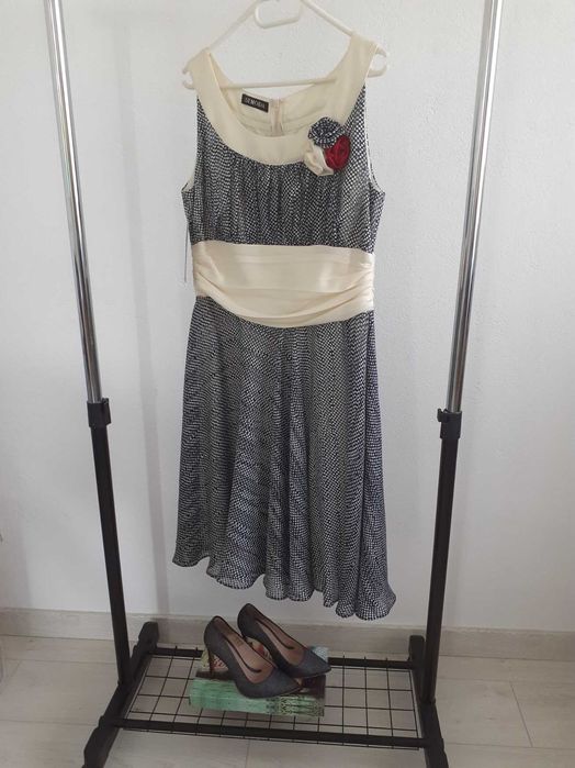 Rochie vara, bleumarin/crem