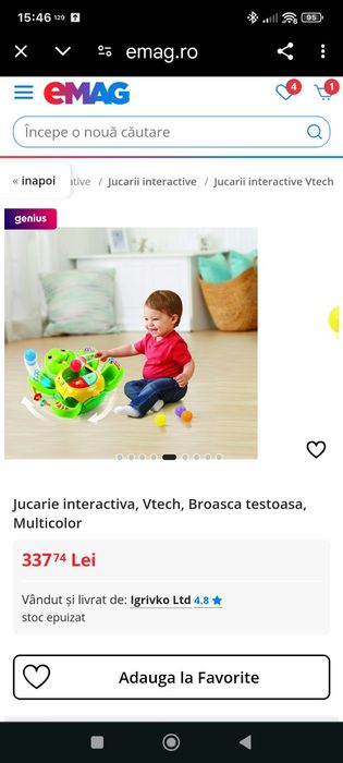 Reducere! Jucarie muzicală/ joc interactiv V'Tech, Țestoasa veselă