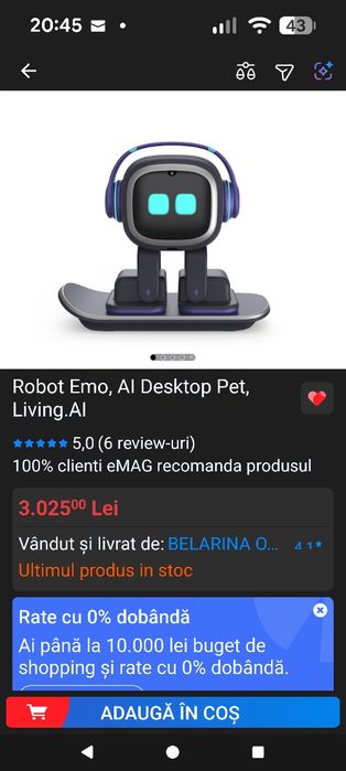 Robot Emo, AI Desktop Pet, Living.AI