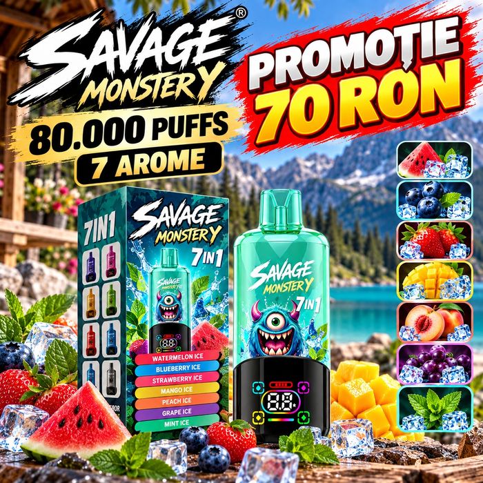 Vape 80.000 Puffs 7 Arome Reincarcabil Savage
