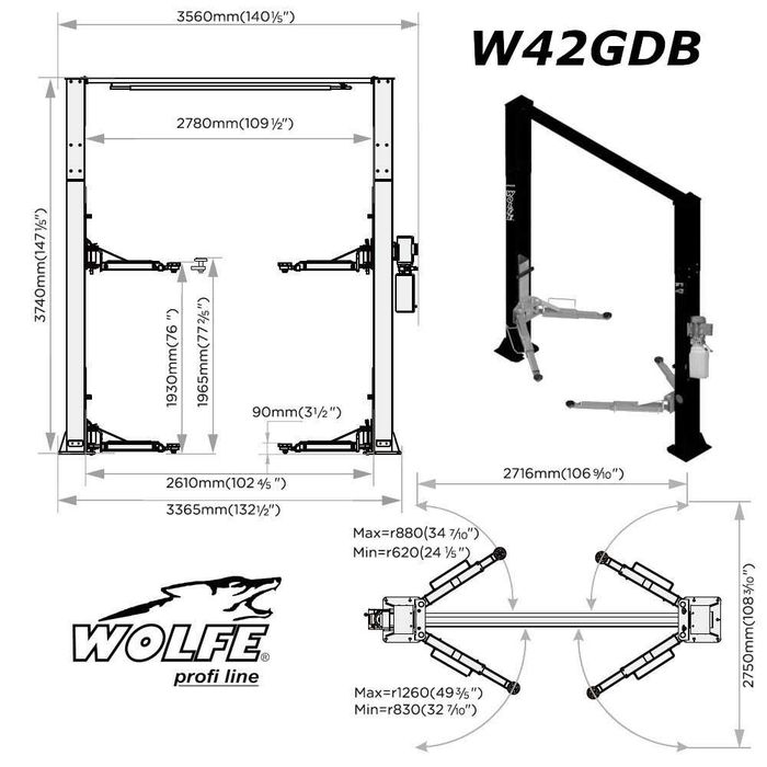 Подемник горна синхронизация WOLFE Premium line 4.0t
