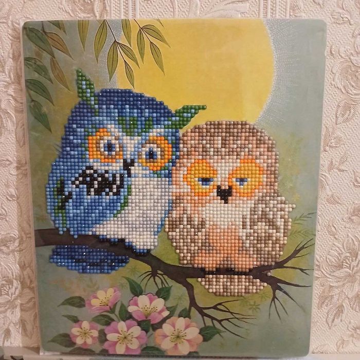 Картина Сова стразами.