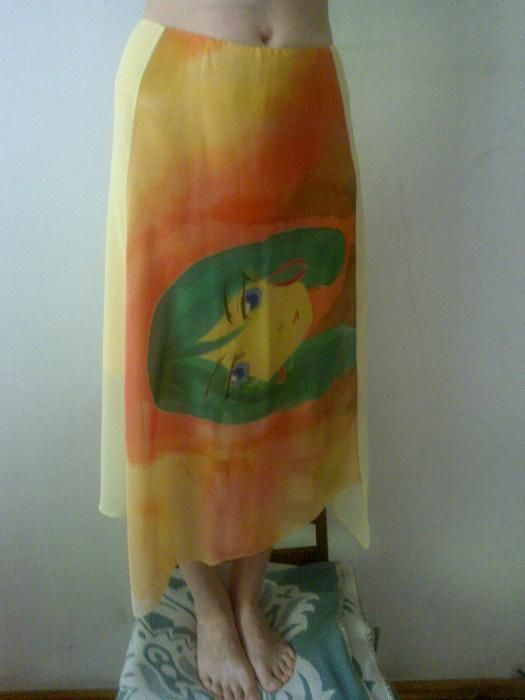 Аниме на шифоне. Юбка с батиком.