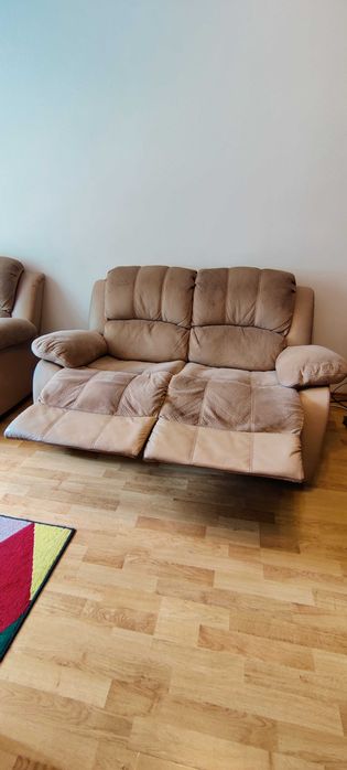 PASADENA Canapea 2 locuri CREM, 2 reclinere manuale [MOBEXPERT]